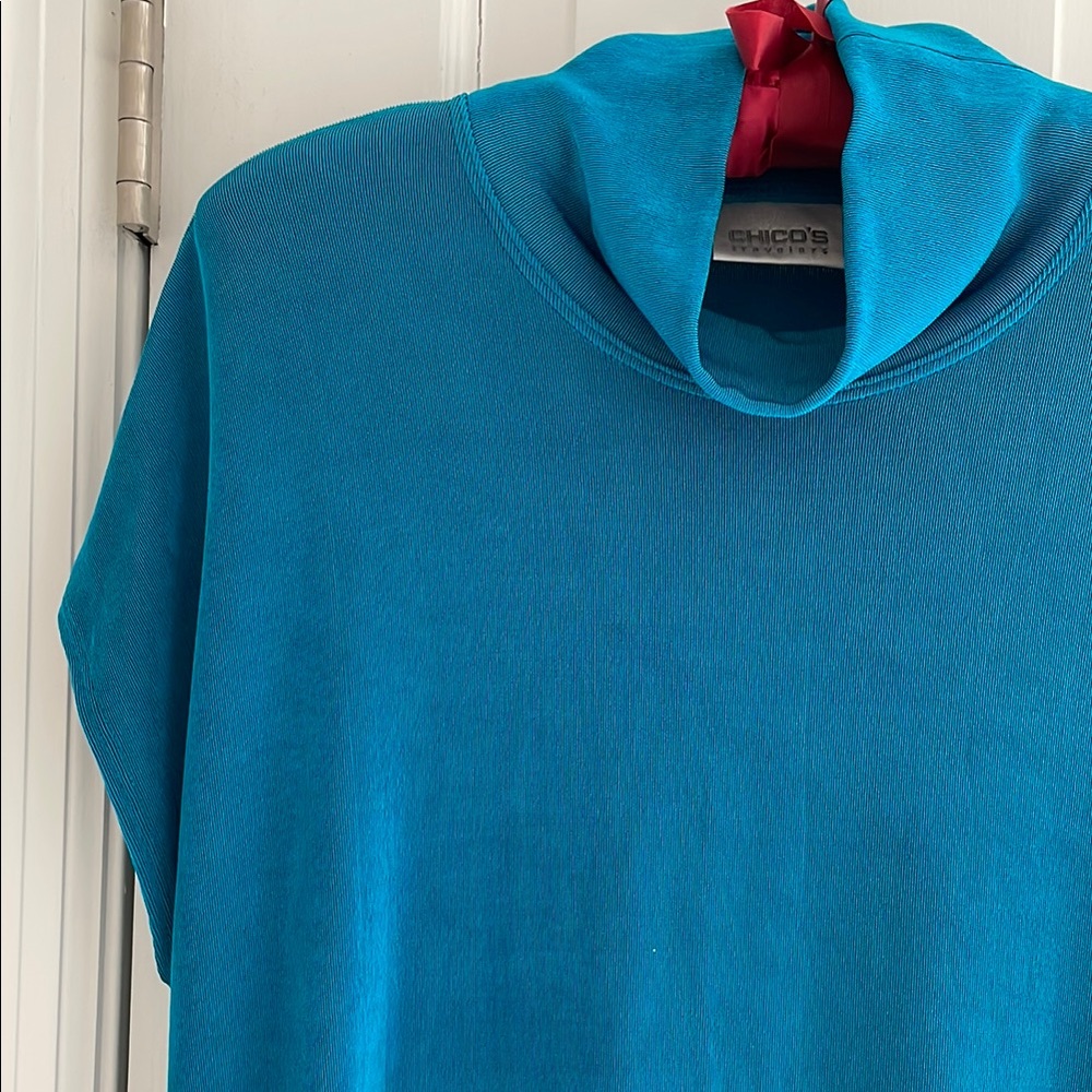 Teal Blue Sleeveless Turtleneck Top